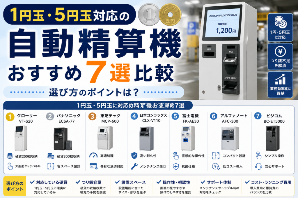 1円玉・5円玉対応の自動精算機
