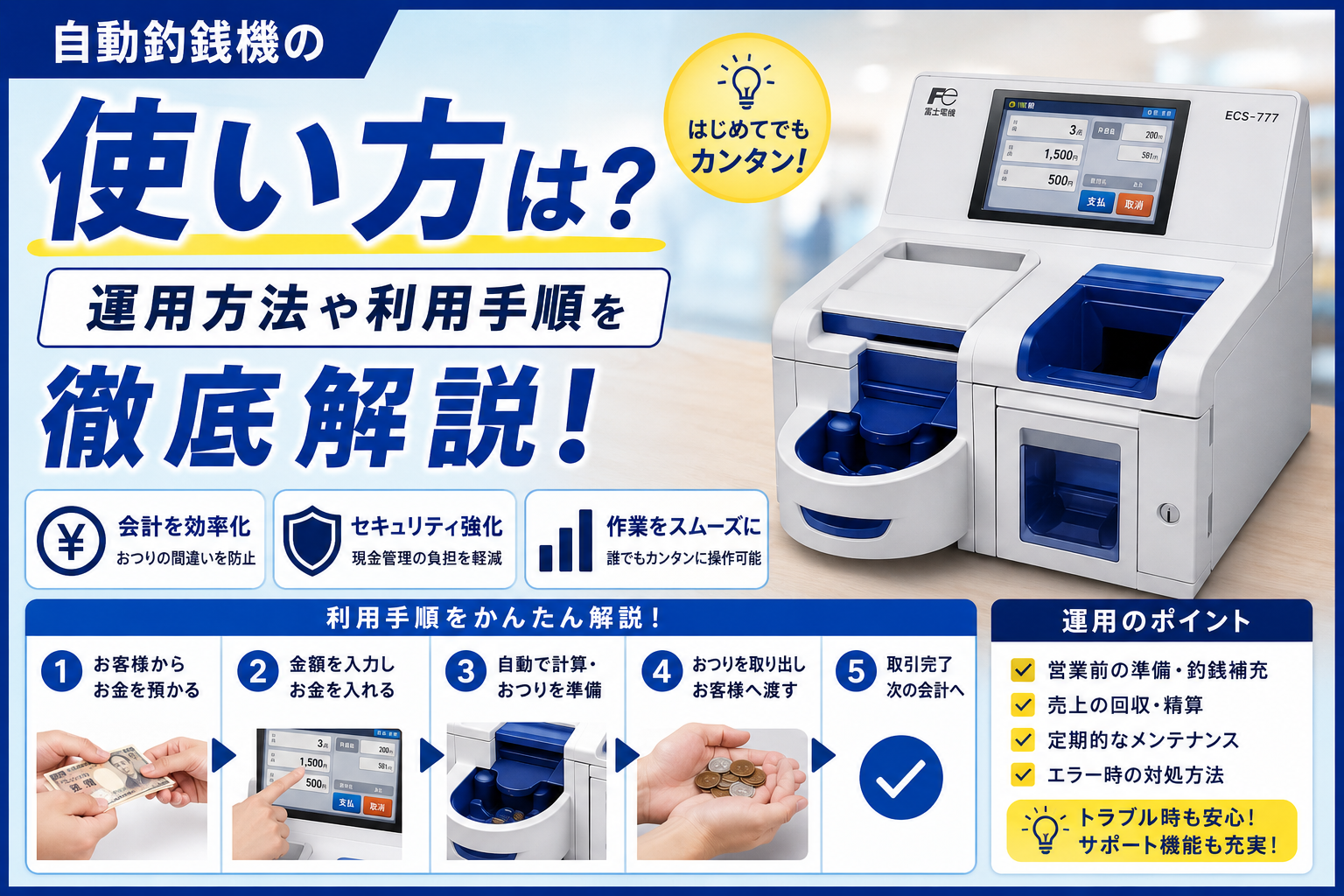 自動釣銭機の使い方は?