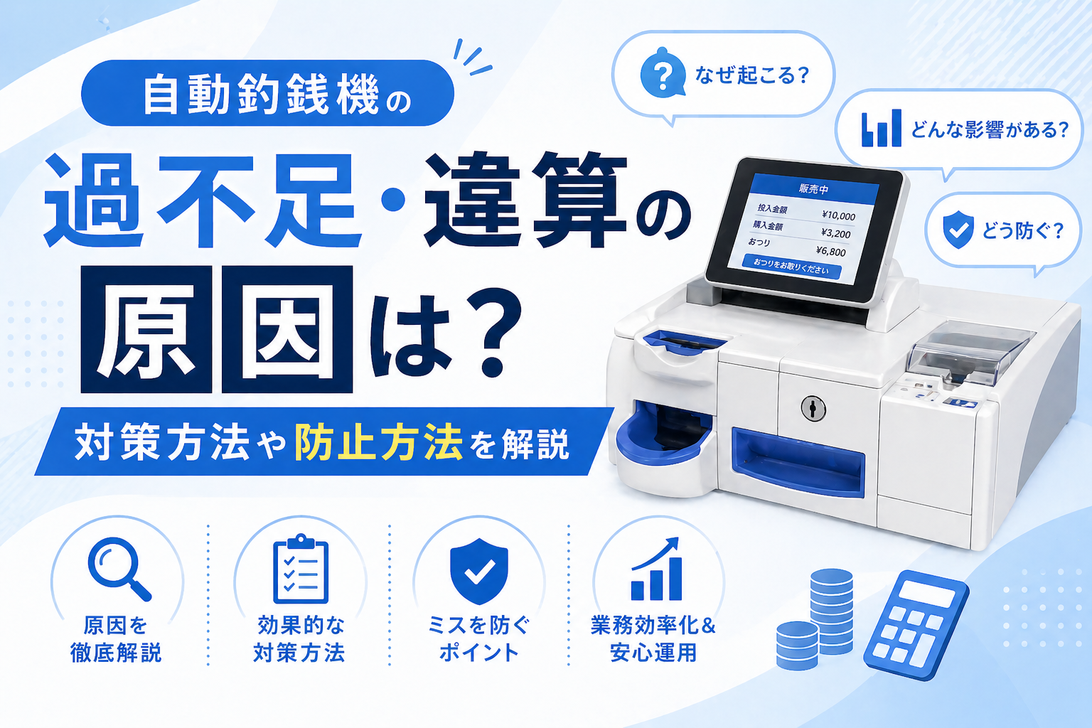 自動釣銭機の過不足・違算対策とは？