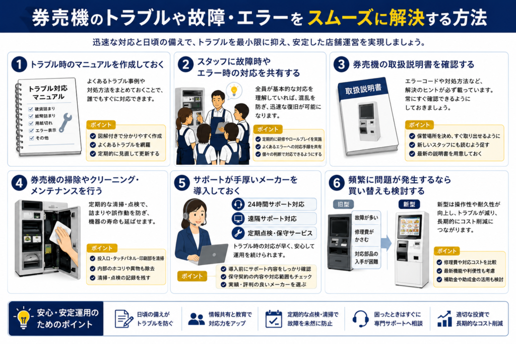 券売機の故障・エラー事例｜トラブルを未然に防止する対処法とは？