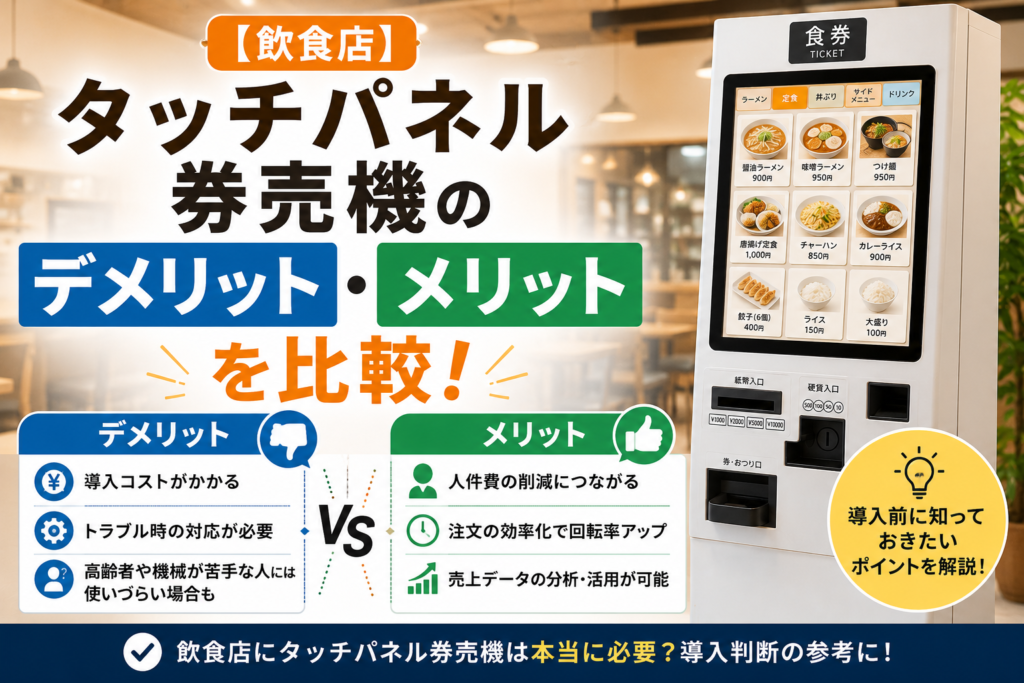 タッチパネル券売機のデメリット