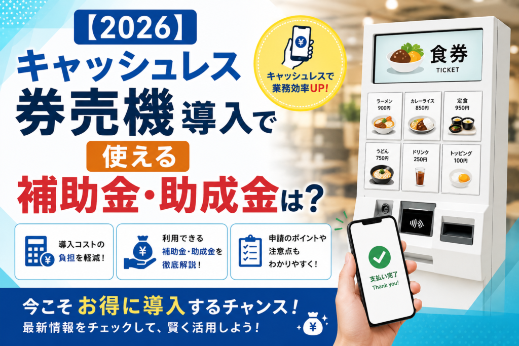 キャッシュレス券売機の補助金・助成金