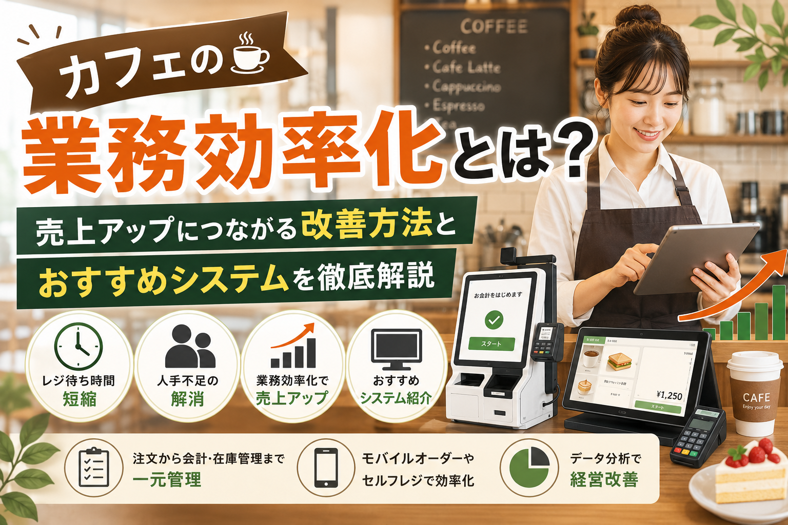 カフェの業務効率化とは?売上アップにつながる改善方法とおすすめシステムを徹底解説